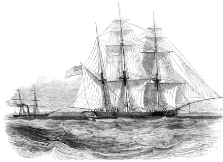 Capture of the "Anne D. Richardson" Slaver, by H.M. Steam-Frigate "Pluto", 1850. Creator: Unknown.