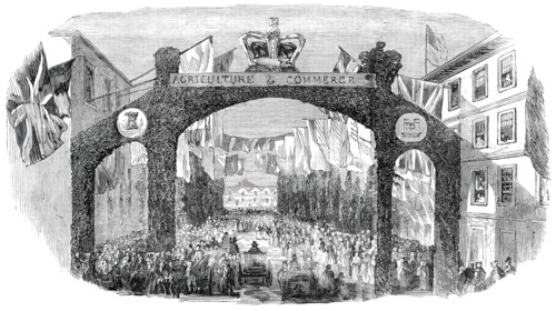 Arch across Queen-Street, Exeter, (Royal Agricultural Society of England Meeting and Exhibition), 18 Creator: Unknown.