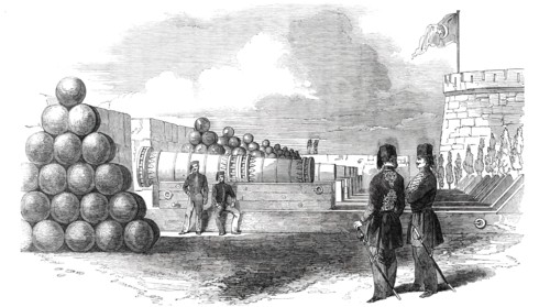 The Dardanelles - the Battery and Stone Shot, 1850. Creator: Unknown.