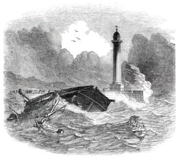 Loss of the Brig "Vine", of Bristol, at Whitby, 1850. Creator: Unknown.