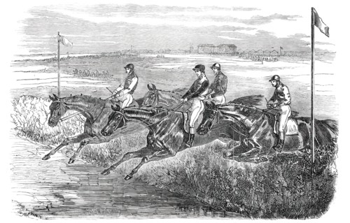 Epsom Spring Meeting - Great Metropolitan Steeple-Chase: the Jump at the Brook, 1850. Creator: Smyth.