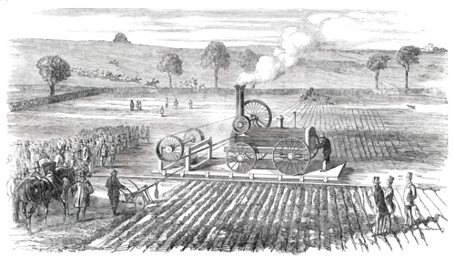 Ploughing by Steam - Trial at Grimsthorpe, by Lord Willoughby d'Eresby, 1850. Creator: Unknown.