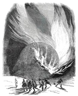 Mrs. Graham's Balloon on Fire, 1850. Creator: Unknown.