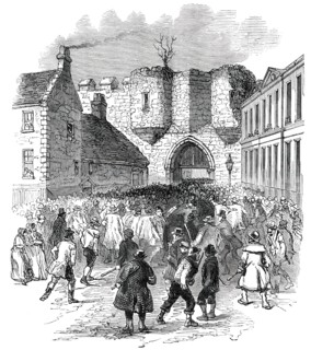 Scene at the Castle Gate, Lincoln, 1850. Creator: Unknown.