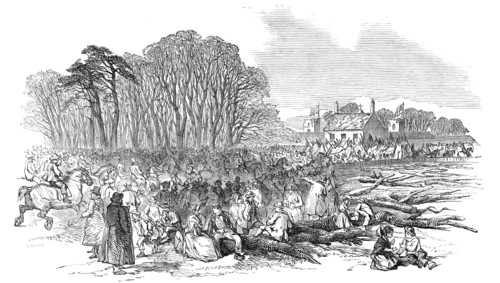 The Tenantry and Pitmen assembling at "The Towers", at Poynton, 1850. Creator: Unknown.