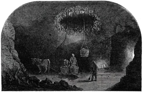 The Shaft - Descent of the Bucket, Marston Salt-Pit, 1850. Creator: S Read.