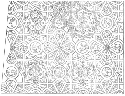 Elizabethan Ceiling at the Red Lion Inn, Barnstaple - drawn by Mr. H. H. Sharland, 1850. Creator: Unknown.