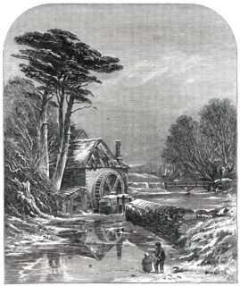 British Institution Exhibition - "The Frozen Mill" - painted by C. Branwhite, 1850. Creator: Mason Jackson.
