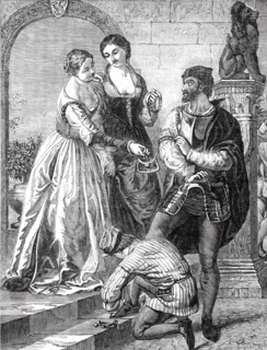 The Departure of the Chevalier Bayard from Brescia - painted by J. C.  Hook, 1850.  Creator: Unknown.