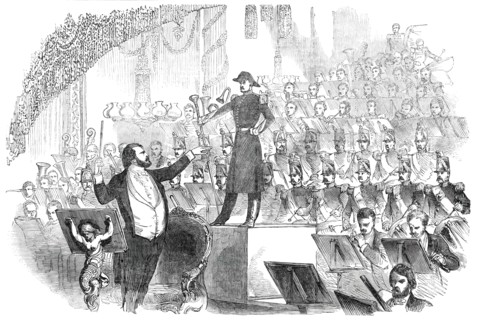 M. Jullien's Concert at Drury-Lane Theatre - the Corps de Tambours, 1850. Creator: Unknown.