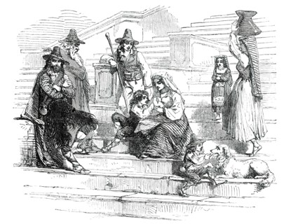 Artists' Models on the Steps of the Trinita de Monte - Rome, 1850. Creator: Unknown.