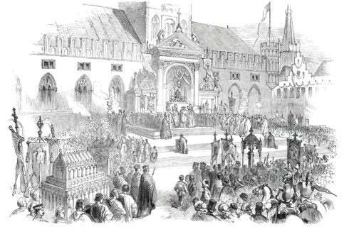 Jubilee of St. Sang, at Bruges - the Benediction at the Cathedral, 1850. Creator: Unknown.