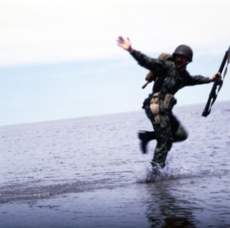 Troops landing, Falklands War, 1982. Creator: Luis Rosendo.