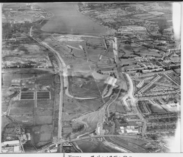 Construction of William Girling Reservoir, Edmonton, London, 1936. Creator: Aerofilms.