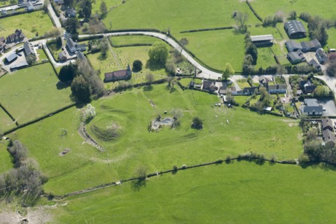 Lingen Castle, motte and bailey earthwork, Herefordshire, 2016. Creator: Damian Grady.