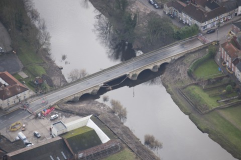 The flood-damaged Wharfe Bridge in Tadcaster, North Yorkshire, 2016. Creator: Dave MacLeod.
