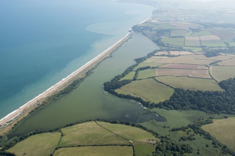 Slapton Ley nature reserve and Slapton Sands beach, Slapton, Devon, 2016. Creator: Damian Grady.