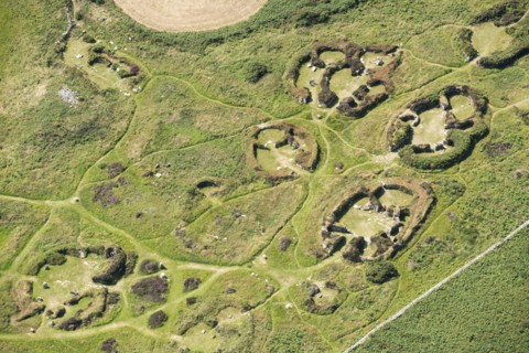 Chysauster an Iron Age to Roman settlement site with fogou, near Gulval, Cornwall, 2016. Creator: Damian Grady.