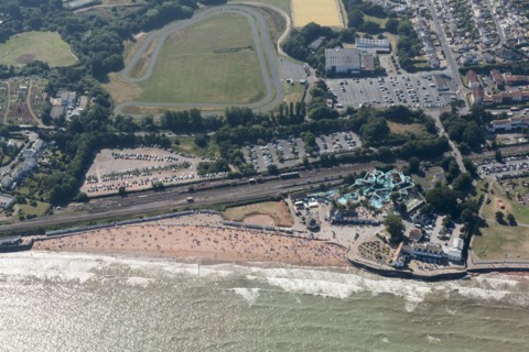 Goodrington Sands beach and Splashdown Quaywest, Paignton, Devon, 2016. Creator: Damian Grady.