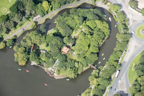 Island in Peasholm Park, Scarborough, North Yorkshire, 2017. Creator: Emma Trevarthen.
