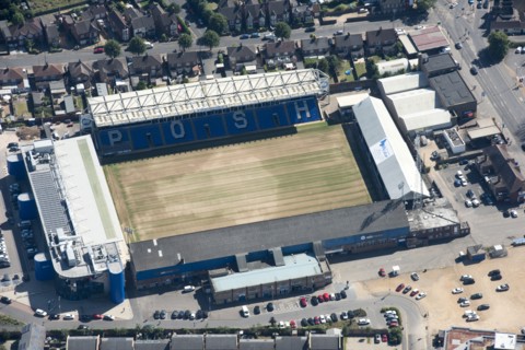 London Road Stadium, home to Peterborough United FC, Peterborough, Cambridgeshire, 2018. Creator: Emma Trevarthen.
