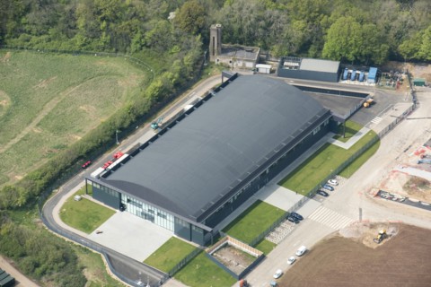 Repurposed aircraft hangar, Hullavington Airfield, Wiltshire, 2019. Creator: Damian Grady.