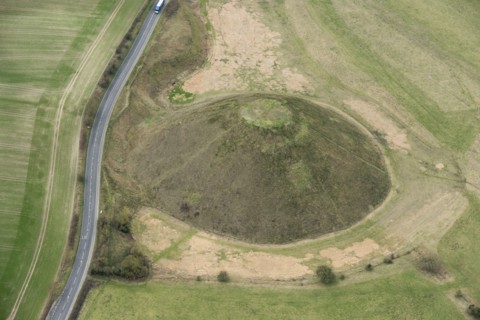 Silbury Hill, a large late Neolithic monumental mound, near Avebury, Wiltshire, 2019. Creator: Damian Grady.