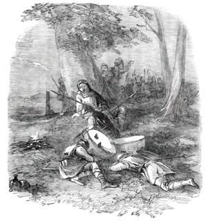 Hunting the Wren at Christmas - Origin of Hunting the Wren - the Bird Awakening the Danes, 1850. Creator: Unknown.