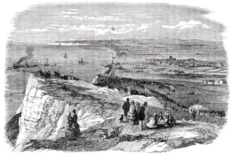 The Great Explosion at Seaford - Seaford Bay and Cliff, 1850. Creator: Unknown.