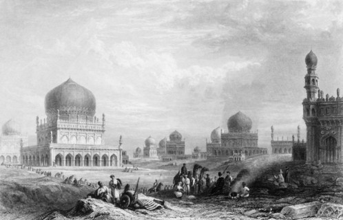 'Tombs of the Kings of Golconda', 1845. Creator: William Purser.
