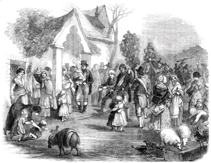 Hunting the Wren at Christmas - Procession of the Wren Bush and Wren Boys, 1850. Creator: Unknown.