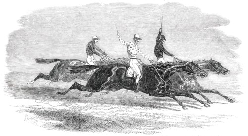 Doncaster Races - the Dead-Heat for the St. Leger Stakes..., 1850. Creator: Unknown.