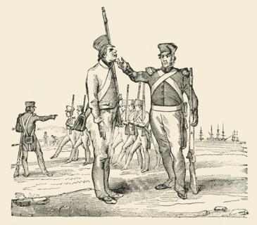 'Drilling raw Recruits', 1849. Creator: Unknown.