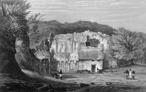 'Front View of the Kylas, Caves of Ellora', 1835. Creator: Samuel Prout.