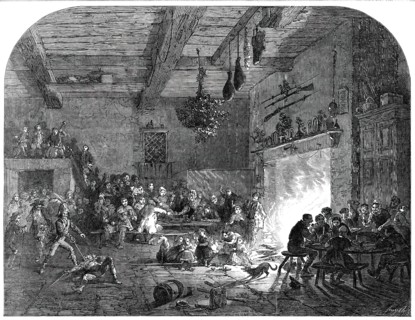 Christmas Eve in Devonshire - the Mummers coming in, 1850. Creators: Stockdale, Smyth.