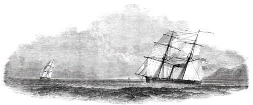 H.M. Steamer "Rifleman", in Chase of a Brazilian Slaver, 1850. Creator: Unknown.