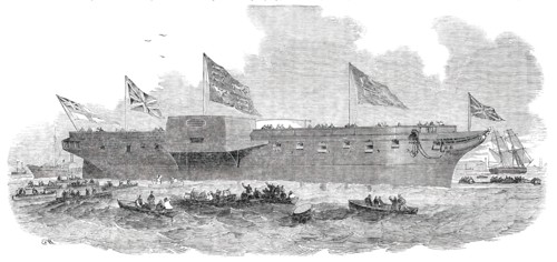 Launch of H.M. Steam-Frigate "Leopard", at Deptford, on Tuesday, 1850. Creator: Unknown.