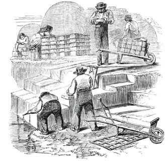 Cutting Turf, and Preparing it for the Rick, 1850. Creator: Smyth.