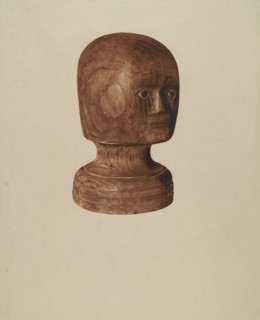 Wig Block, 1935/1942. Creator: Mildred E Bent.