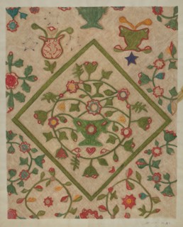 Applique Quilt, 1935/1942. Creator: Mildred E Bent.