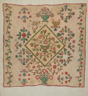 Applique Quilt, 1935/1942. Creator: Mildred E Bent.