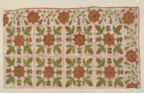 Appliqued Quilt, 1935/1942. Creator: Mildred E Bent.