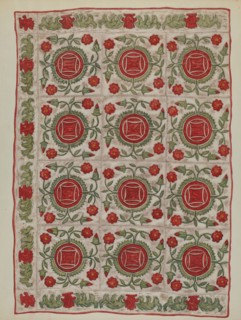 Applique Quilt, 1935/1942. Creator: Mildred E Bent.