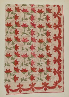 Appliqued Quilt, 1935/1942. Creator: Mildred E Bent.