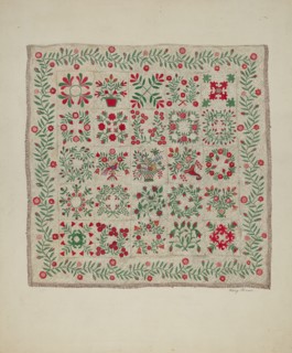 Applique Quilt, 1935/1942. Creator: Mary Berner.