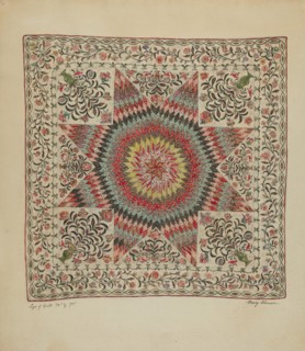 Patchwork and Applique Quilt, c. 1936. Creator: Mary Berner.