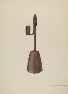 Rush Holder with Candle Socket, c. 1937. Creator: Wellington Blewett.