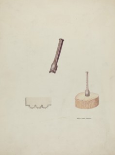 Plinker and Wood Block, 1935/1942. Creator: Oscar Bluhme.