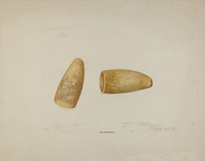 Scrimshaw: Walrus Tusk, 1941. Creator: Oscar Bluhme.