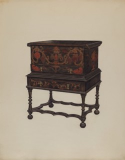 Box Desk on Frame, c. 1937. Creator: Francis Borelli.